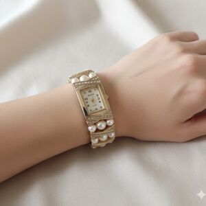 Sophie Pearl and Goldtone Cuff Watch, vintage